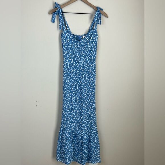 Reformation Blue Floral Nikita Dress in Marie - 0 - Picture 2 of 10